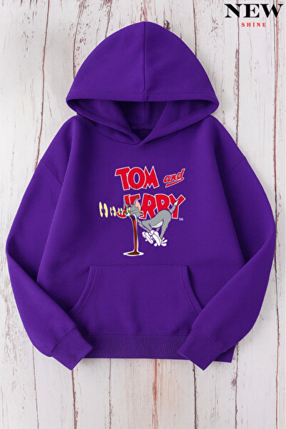 New Shine سويت شيرت بقلنسوة مطبوع عليه توم وجيري