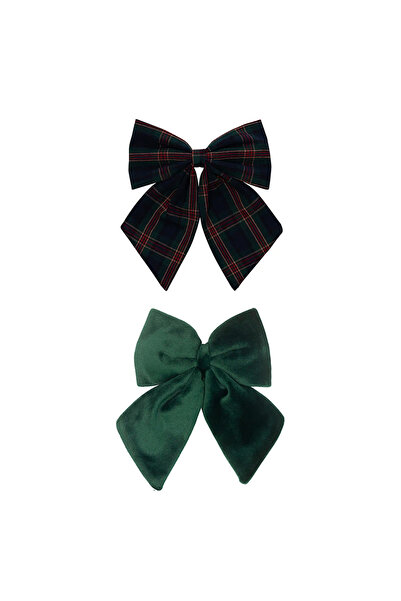 MIMI LULA Mimi & Lula Tartan Agnes Bow 2-Piece Buckle - Green