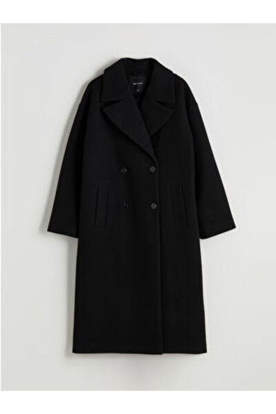 LC Waikiki LCW ModestAntrasit Ceket Yaka Kadın Kaşe Kaban