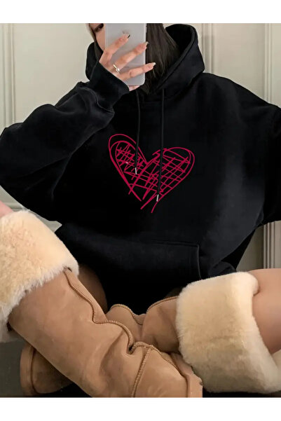 HOFFNUNG Funny Heart Printed Unisex Oversize Sweatshirt