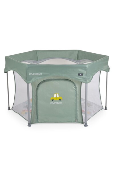 Cangaroo Сгъваема шестоъгълна кошара Playbox Green с мрежести страни и изолир...