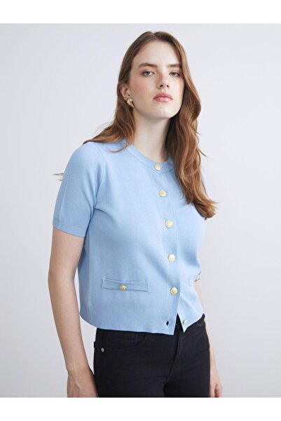 LC Waikiki Cardigan tricotat pentru femei LCW Vision cu guler rotund