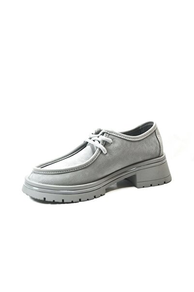 Beety 5547 Genuine Leather Gray Bonded Thick Sole Casual Women's Shoes