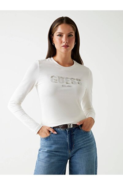 Guess T-Shirt with Stone Logo on the Front