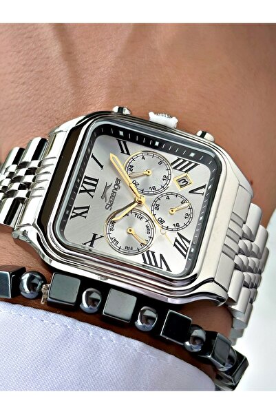 Slazenger Functional Special Design Silver Color 10 Atm Water Resistance Steel Case Men Wristwatch 2547.05Mr