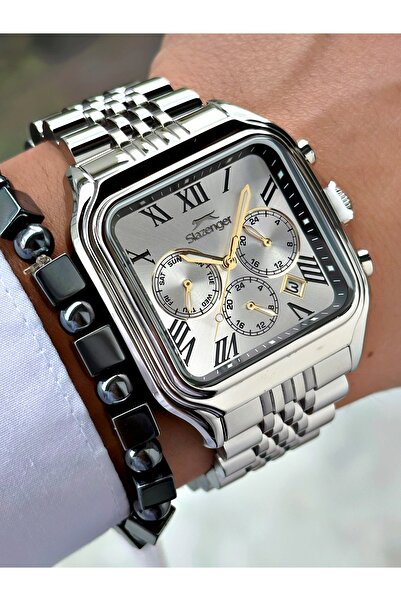Slazenger Functional Special Design Silver Color 10 Atm Water Resistance Steel Case Men Wristwatch 2547.05Mr
