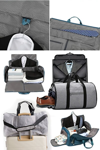 Munico Takım Elbise Çantası 2'si 1 Arada Askılı Seyahat Çantası Hafta Sonu Ça...