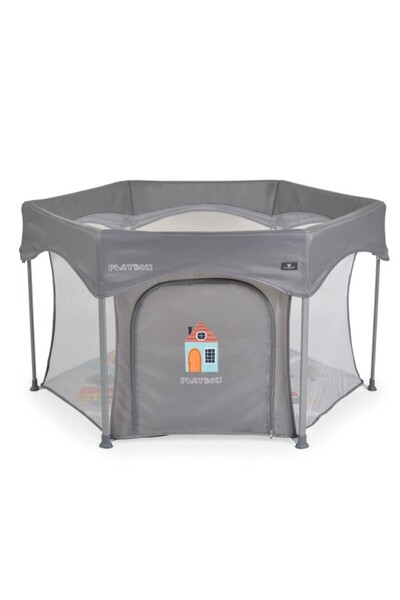 Cangaroo Сгъваема шестоъгълна кошара за игра Playbox, сива (6+ месеца, до 15 кг)
