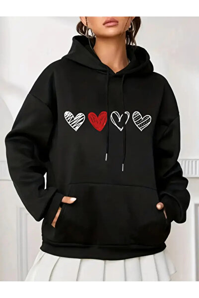HOFFNUNG Heart Printed Unisex Oversize Sweatshirt