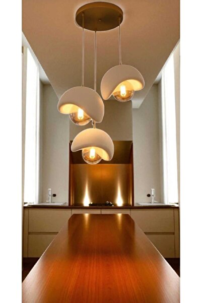 GLOBELUX Beton Görünümlü İskandinaw & Bohem Tarzı 3 lü Şık tasarı Sarkıt Avize (Ampul hediyeli)