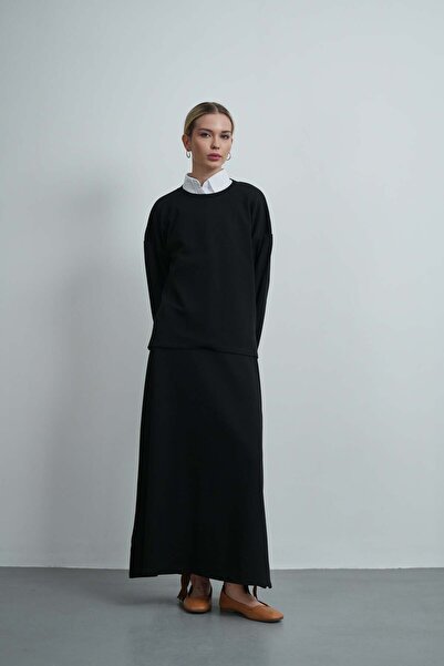 Molly Nelly Women's Slit Blouse with Skirt Casual Winter Set