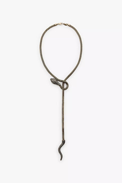 SU PERİSİ TAKI BİJUTERİ Brand Model Zircon Stone Snake Necklace