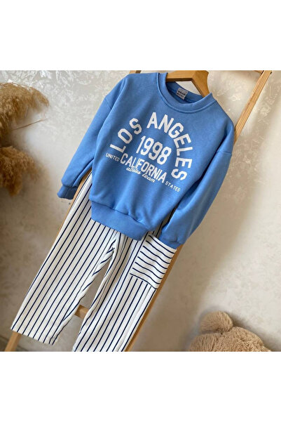 NOTA KİDS Flexible Comfortable Blue Color Bottom - Top Children's Suit with B...