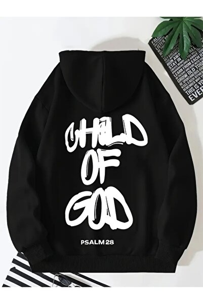Massgai Hanorac oversized unisex cu glugă, cu design imprimat "Child Of God"