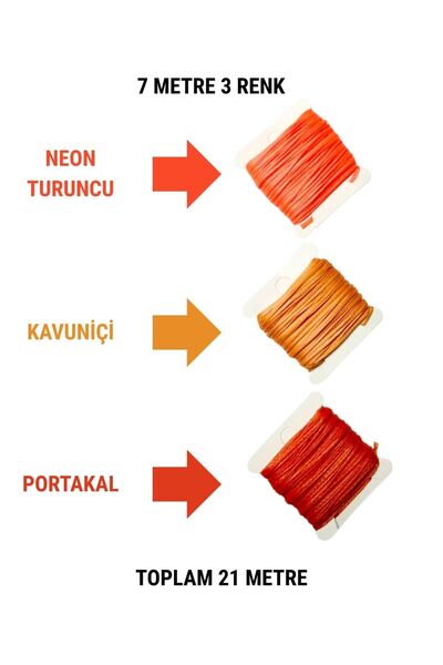 Eskişehir hobi sanat 1 mm 7 Meters 3 Colors Waxed Cord (Total 21 Meters) Necklace Jewelry Design Macrame Bracelet Saddle String