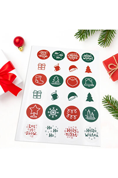 repro design مجموعة ملصقات مستديرة مكونة من 24 قطعة بتصميم السنة الجديدة مقاس...