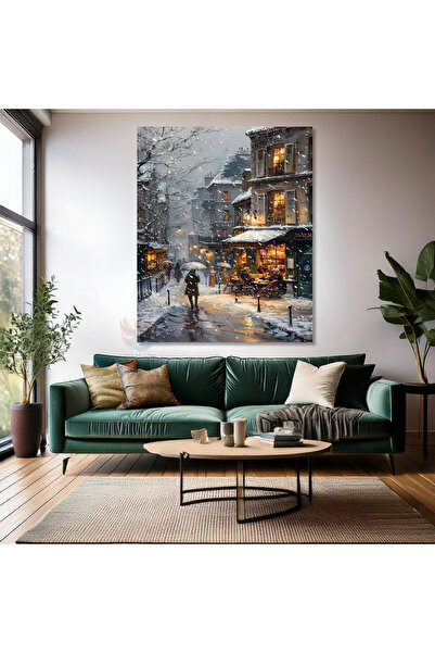 Artarilion Kanvas Dikey Duvar Tablosu Kanvas Kar ve Yağmur Manzara Ev Ofis Sa...
