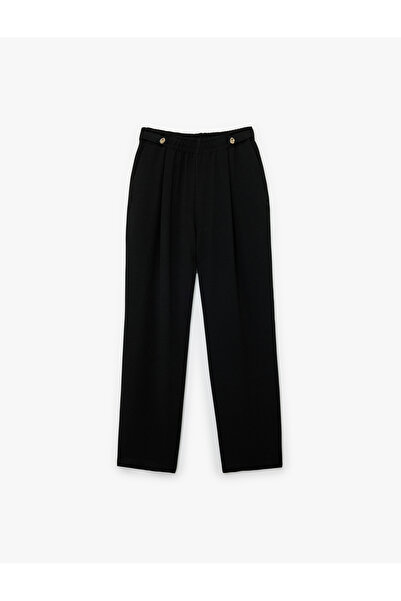 Koton Yüksek Bel Metal Aksesuarlı Cep Detaylı Beli Lastikli Havuç Pantolon