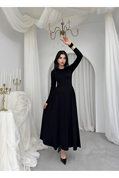 ETİKAFASHION Modal Piliseli Kadın Elbise