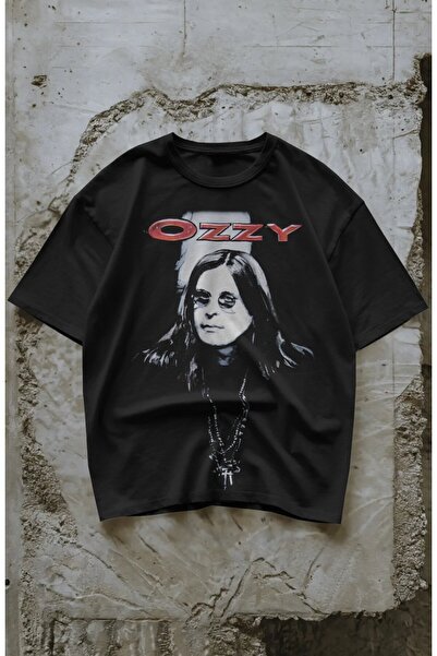 Fuddy Moda Унисекс тениска с принт на Ozzy Black Sabbath, тениска с голям раз...