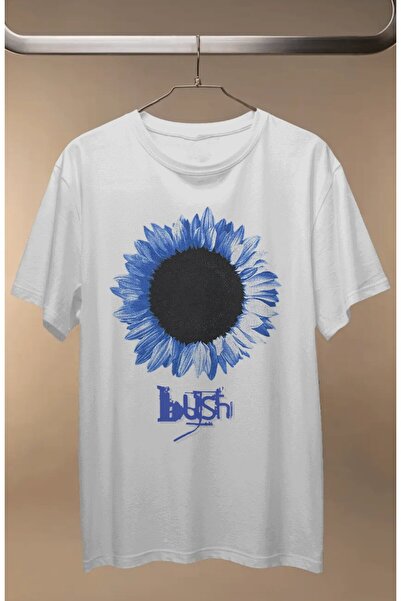 Fuddy Moda تي شيرت مطبوع عليه زهور بوش للجنسين، تي شيرت كبير الحجم يحمل طابع موسيقى الهارد روك