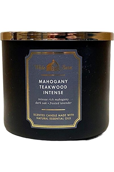 Bath & Body Works White Barn by 3‑Wick High Intensity Mahogany Teakwood Candle