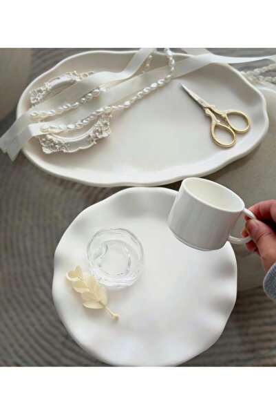 Bautinq Store El Yapımı Beton Damat Kahve Tepsisi Söz Tepsisi Nişan Tepsisi Vintage Yüzüklük