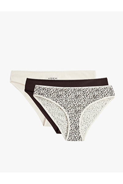 Koton Set de chiloți din imprimeu leopard bucăți din bumbac, cu cu imprimeu modele confortabile