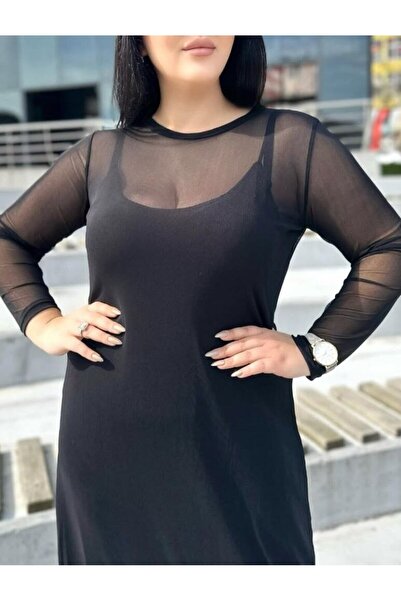 FOR ESRA BIG TREND Γυναικείο μακρύ φόρεμα από τούλι με ρυθμιζόμενο λουράκι, ελαστικό, 2 τεμάχια