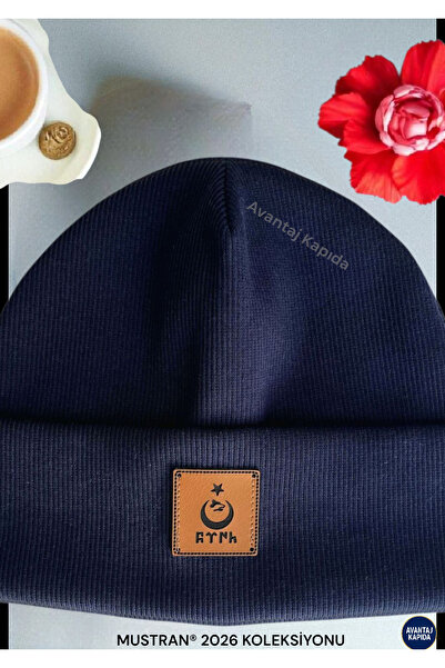 Mustran Дорослий турецький письмовий берет із зіркою та півмісяцем, шкіряною етикеткою, унісекс, бавовняний рибана – Національна серія