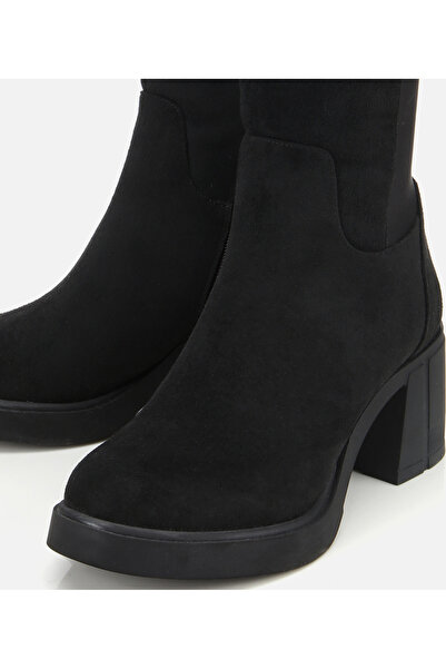Hotiç Kadın Süet Siyah Streç Topuklu Çizme
