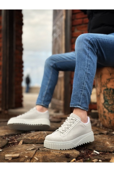 aradimtaradim Ba0505 Hook and Loop Lace-Up Grey Color High-Top Casual Shoes