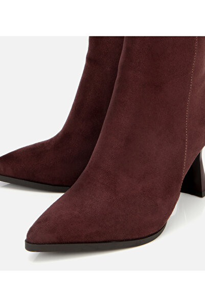 Hotiç Kadın Süet Kahverengi Taşlı Tokalı Bilekte Topuklu Bot