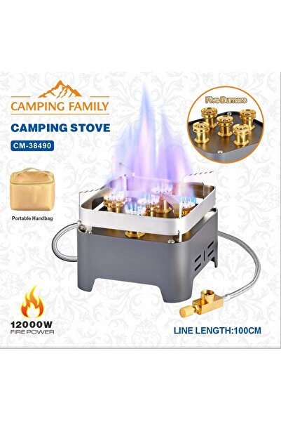 CAMPING FAMILY Strong Camping Stove with 5 Small Burners and 100 cm Tube