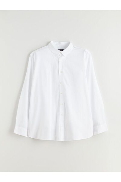 LC Waikiki Southblue Plus Size Regular Fit Long Sleeve Dobby Men's Shirt