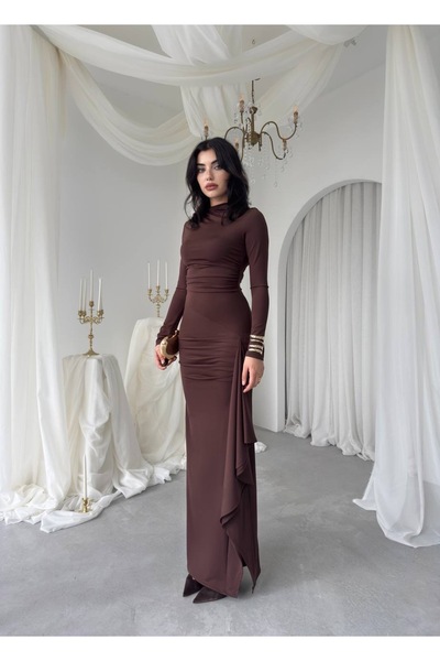 ETİKAFASHION Eteği Volanlı Sandy Kumaş Slim Kadın Elbise