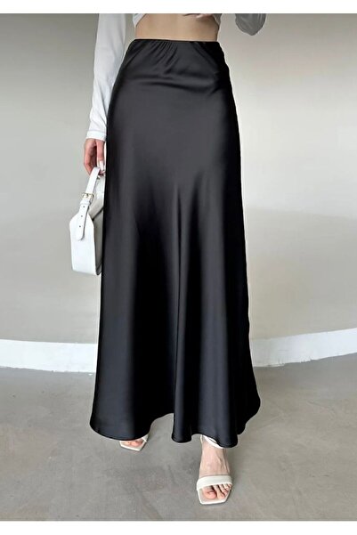 MODA UGS DOKULU ŞIK SİYAH SATEN ETEK