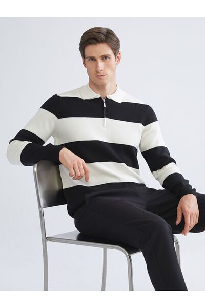 LC Waikiki Lcw Vision Polo Neck Striped Men's Knitwear Sweater
