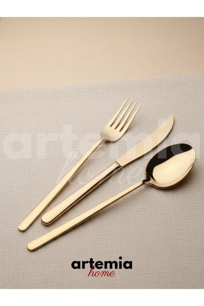 Artemia Home Elda Gold 24 Piece Dinnerware Set |   18/10 Stainless Steel |   ...
