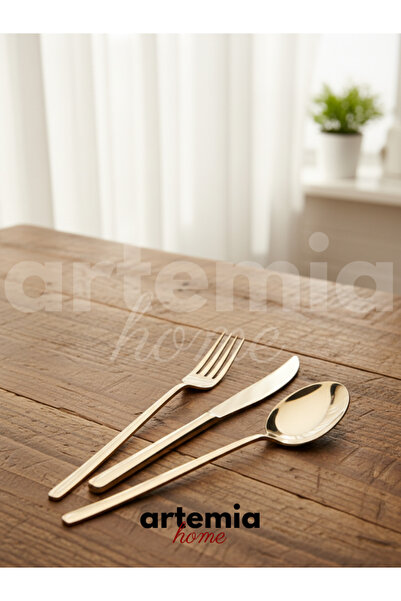 Artemia Home Elda Gold 48 Piece Dinnerware Set |   18/10 Stainless Steel |   Gold Plated Tableware Set