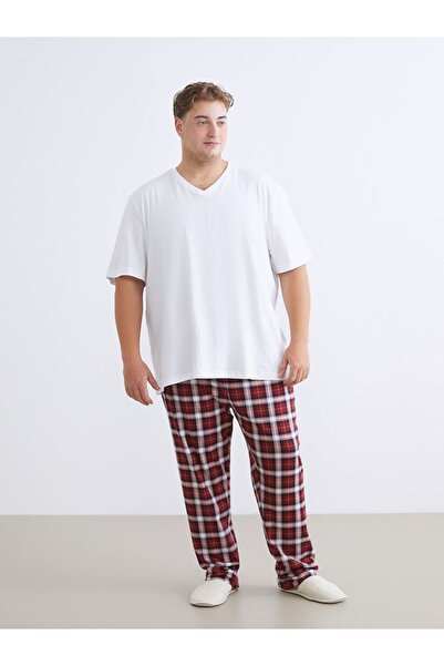 LC Waikiki Büyük Beden Standart Kalıp Ekose Erkek Pijama Alt