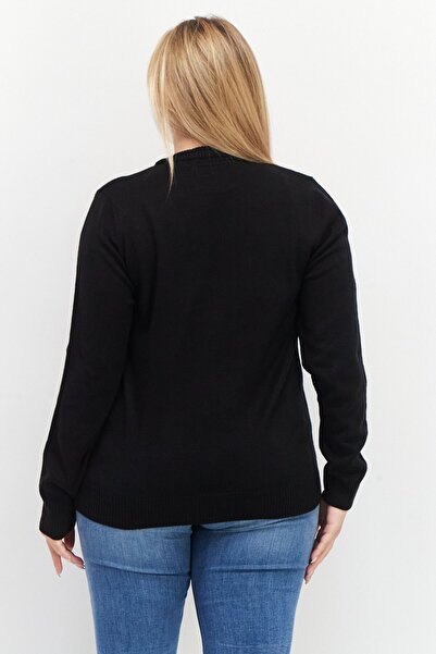 Threadbare Women Crew Neck Christmas Knit Sweater, Black