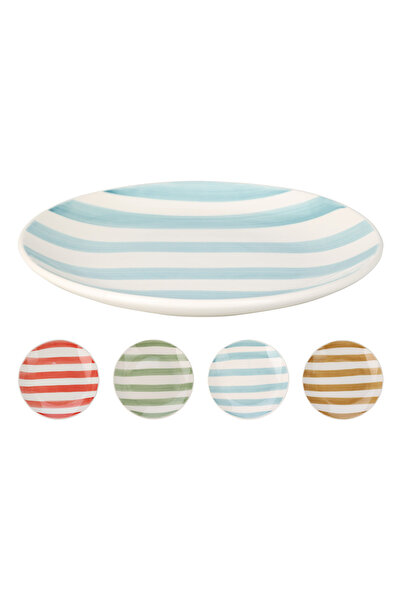BOYNER EVDE 1 Adet Seramik Çok Renkli Pasta Tabağı SOFT DESENLİ ÇİZGİLİ 19CM 4 ASS.