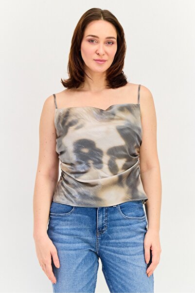 Reserved Women Cowl Neck Sleeveless Tie Dye Tank Top, Multicolor