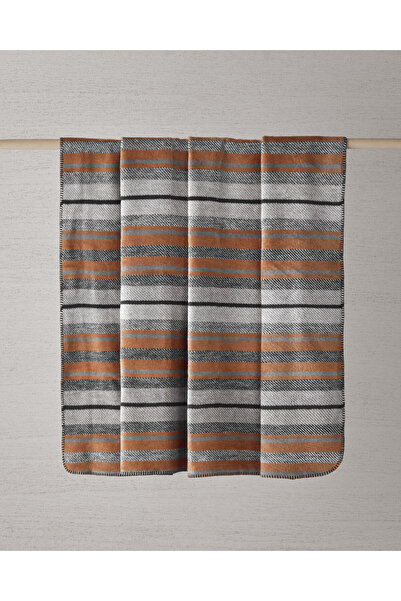 English Home Bold Stripe Pamuk Akrilik Tek Kişilik Battaniye 150x200 cm Koyu Gri