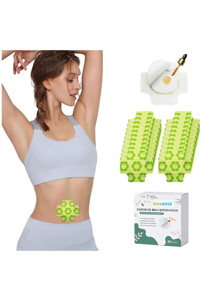 fulina 20 Pcs Genuine Castor Oil Pack Wrap for belly button, Self Adhesive Castor Oil Packs
