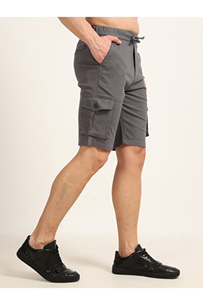 Bushirt By Styli Grey Cargo Linen Shorts