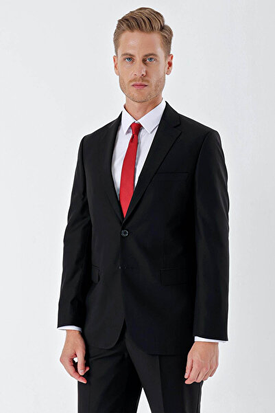 İmza Gabardine Mono Collar Black Men's Top and Bottom Set 1001245010