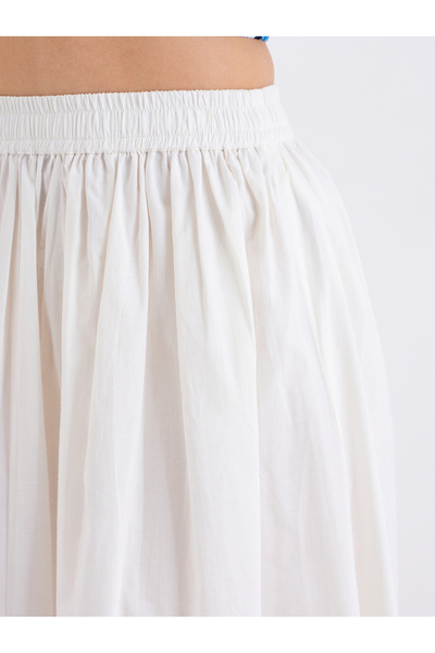 Styli Off White Maxi Skirt with Elastic Waistband