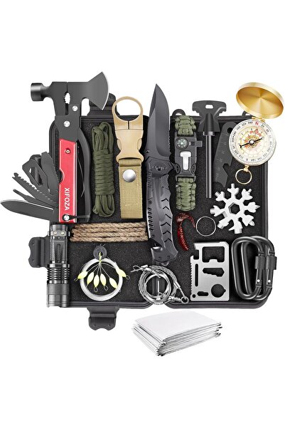 fulina Survival Kits 27 in 1 Camping Accessories Tactical Gear Fishing Equipment for Camping